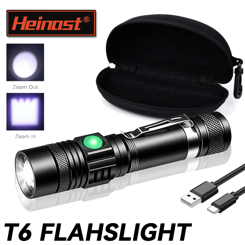Hunting Outdoors - T6 LED Rechargeable Flashlight,18650 Zoomable Torch,