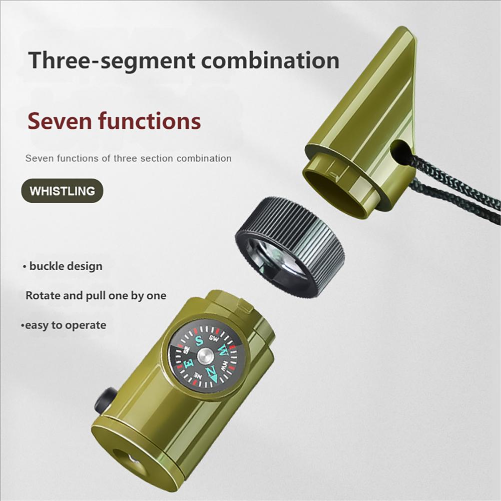 Hunting Outdoor Thermometer - 7-In-1 Multifunctional Whistle With Compass Thermometer