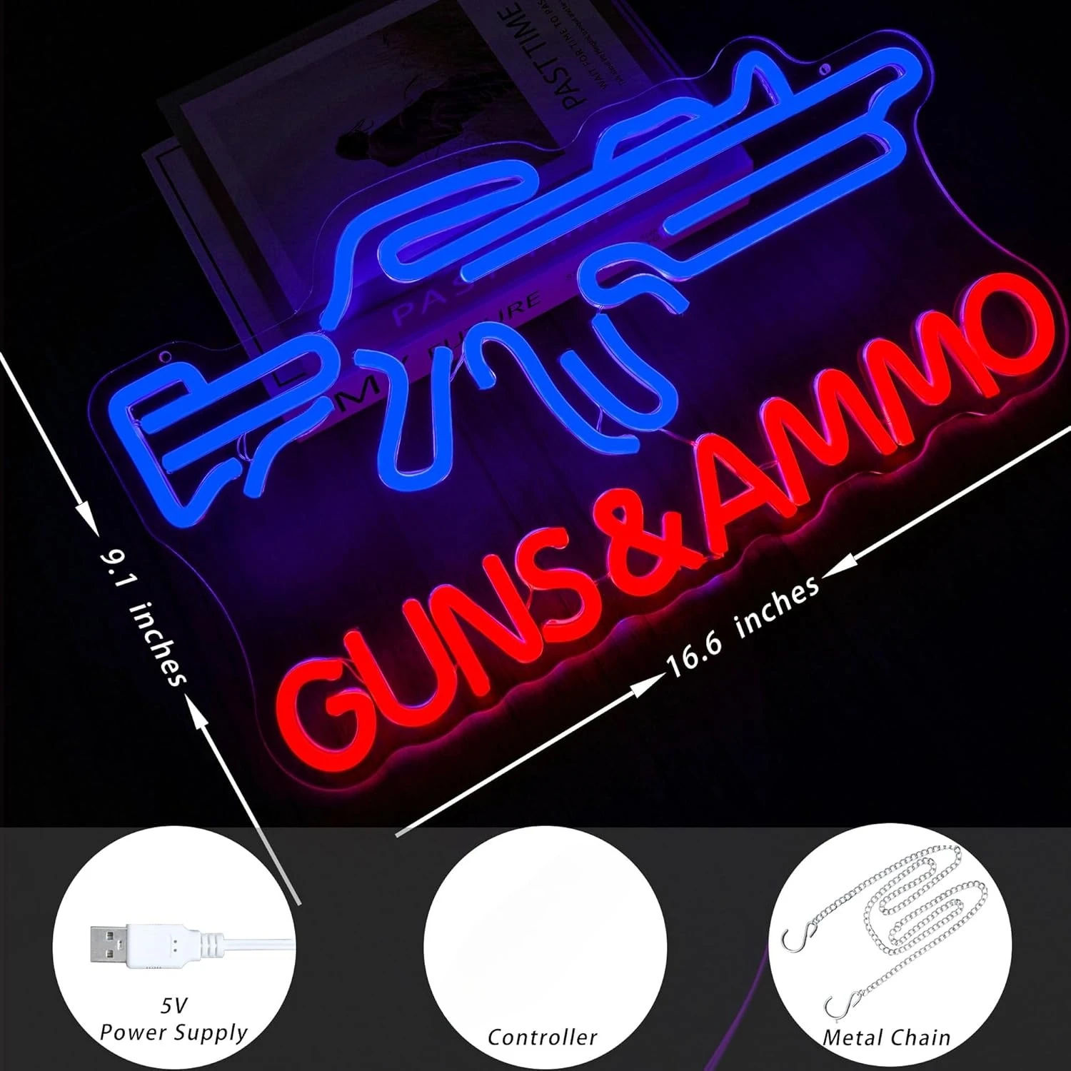 Gun Shop Neon Sign USB Powered - Hunting And Outdoor Stores recensie en prijs